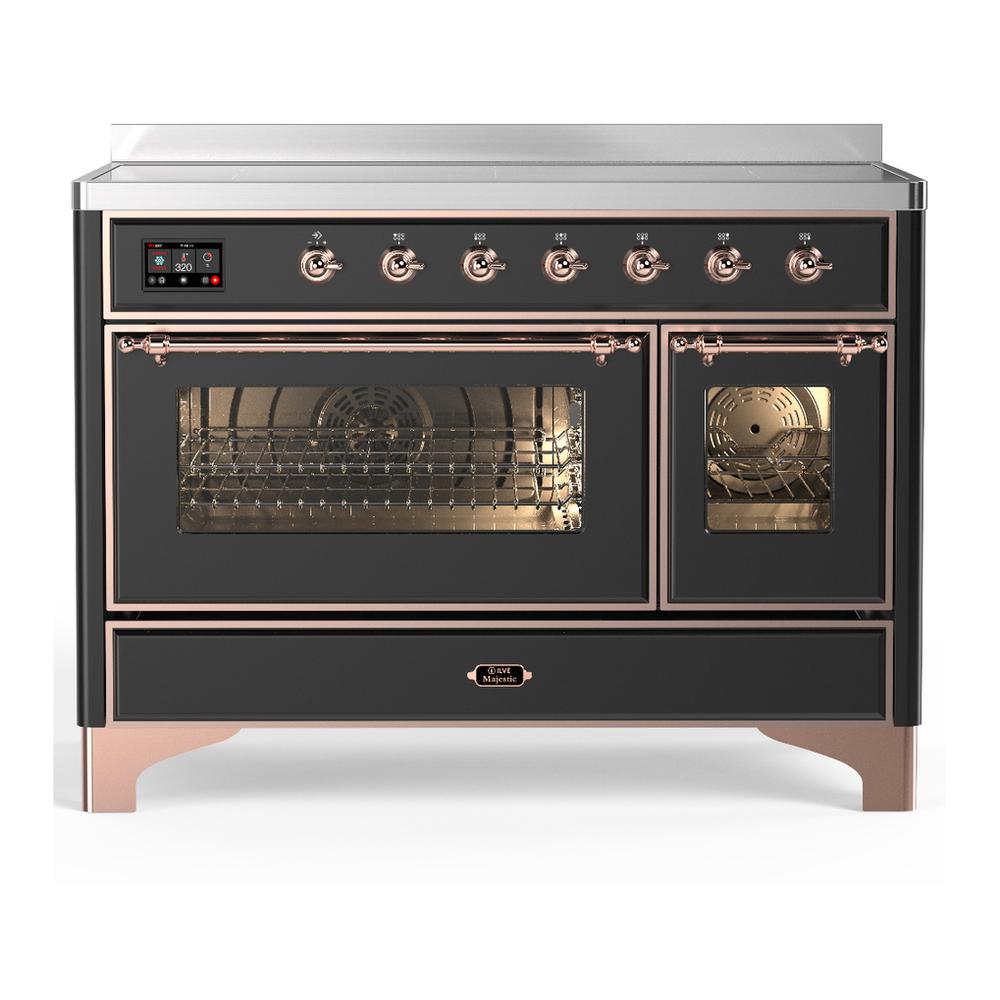 ILVE UMIB48NR3MGP Majestic III 48 inch Induction Range with 6 Elements, 5.02 cu. ft. Total Oven Capacity (Triple Glass Door, Graphite Matte, Copper)