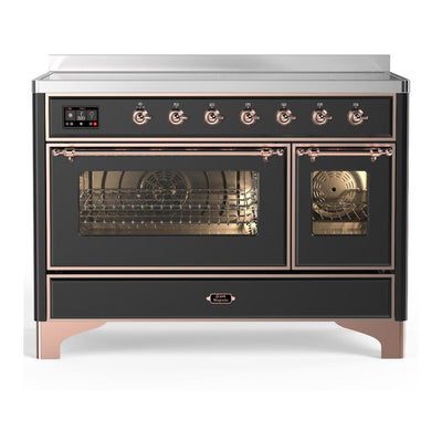 ILVE UMIB48NR3MGP Majestic III 48 inch Induction Range with 6 Elements, 5.02 cu. ft. Total Oven Capacity (Triple Glass Door, Graphite Matte, Copper)
