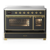 ILVE UMIB48NR3MGG Majestic III 48 inch Induction Range with 6 Elements, 5.02 cu. ft. Total Oven Capacity (Triple Glass Door, Graphite Matte, Brass)