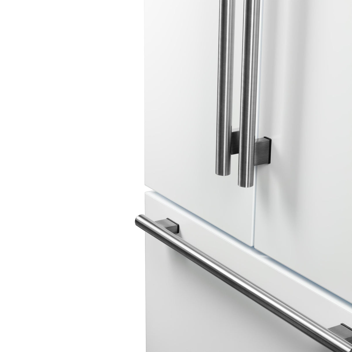 Forno Rivello 36 Inch French Door Refrigerator in White with Antique Brass, Internal Water Dispenser, Filtered Ice, Adjustable Shelves, Energy Star Certified
