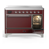 ILVE UMIB48QNR3BUC Majestic III 48 inch Induction Range with 6 Elements, 5.02 cu. ft. Total Oven Capacity (Solid Door, Burgundy, Chrome)