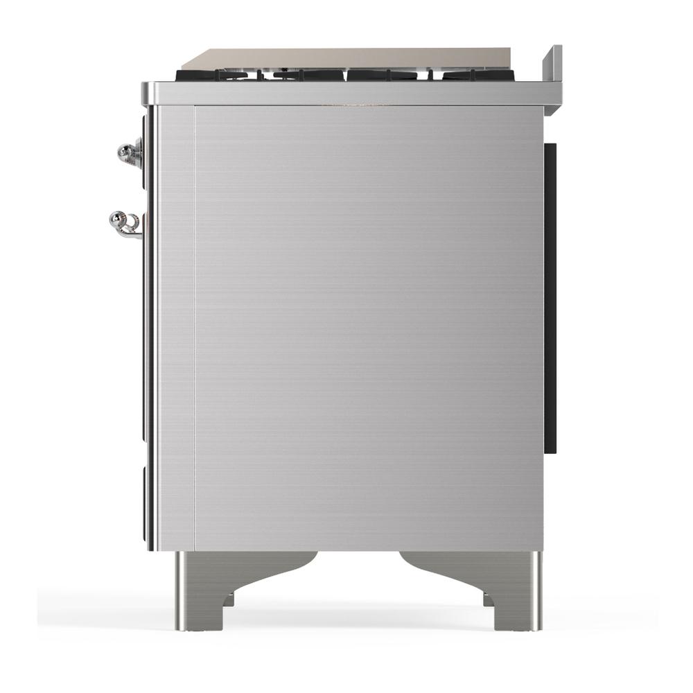 ILVE UM60FSQNR3SSCLP Majestic III 60 inch Dual Fuel Range with 7 Burners, Griddle and French Top, Dual Function Burner with up to 25,000 BTU (Liquid Propane, Solid Door, Stainless Steel, Chrome)