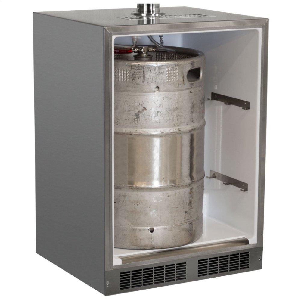 Outdoor 24" Twin Tap Built In Beer Dispenser with Stainless Steel Door - Solid Stainless Steel Door With Lock - Right Hinge