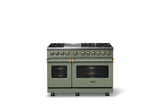48"W. Dual Fuel Range (Burner: 6g, Finish: Eucalyptus, Trim: Polished Chrome, Fuel: Propane)