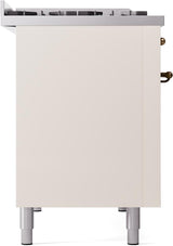 Nostalgie II 48 Inch Dual Fuel Liquid Propane Freestanding Range in Antique White with Bronze Trim