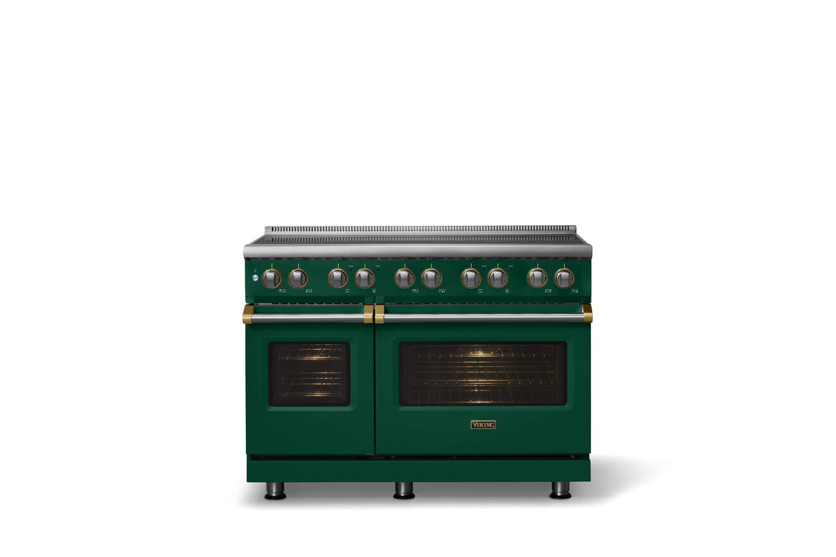 48"W. Induction Range (Finish: Ivy, Trim: Brushed Brass)