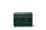 48"W. Induction Range (Finish: Ivy, Trim: Brushed Brass)