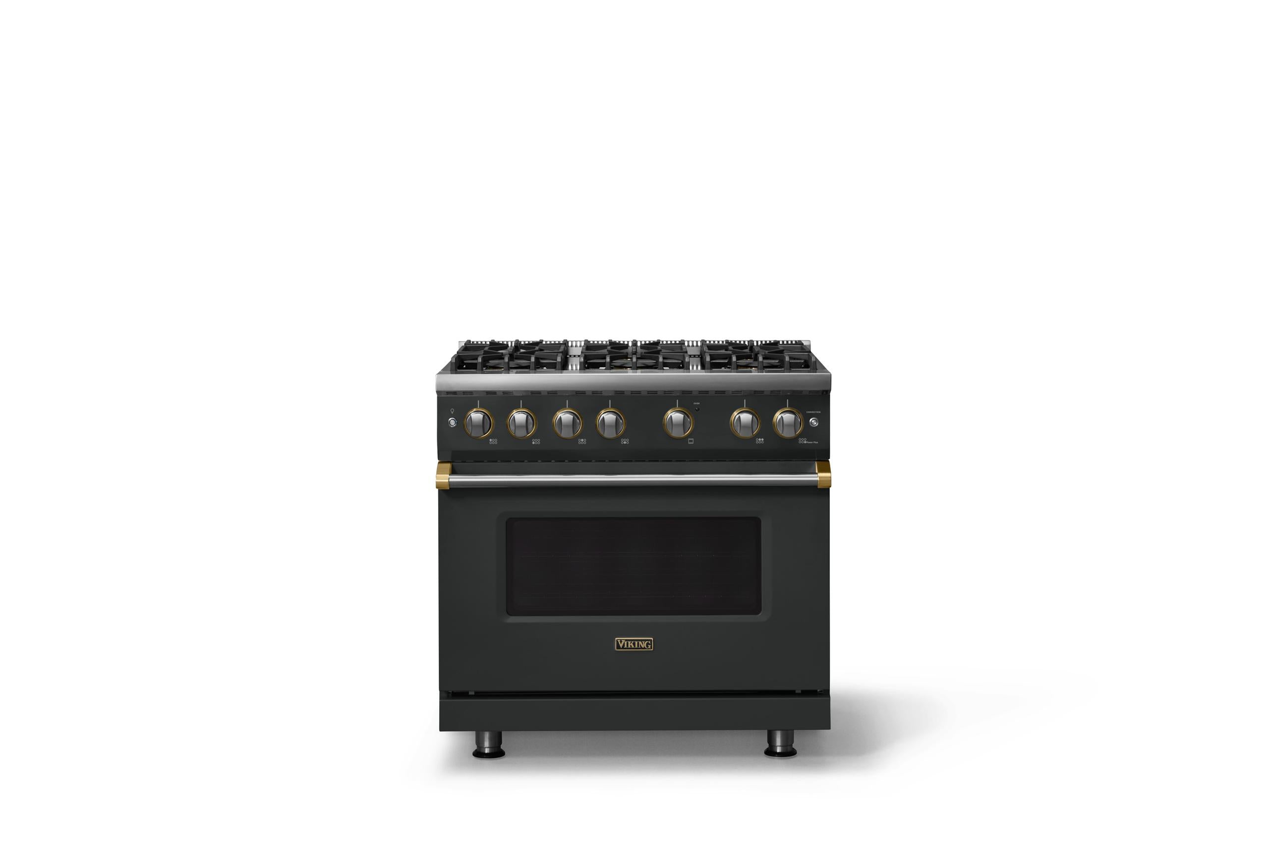 36"W. Sealed Burner Gas Range (Burner: 6b, Finish: Antique Bronze, Trim: Brushed Brass, Fuel: Natural Gas)