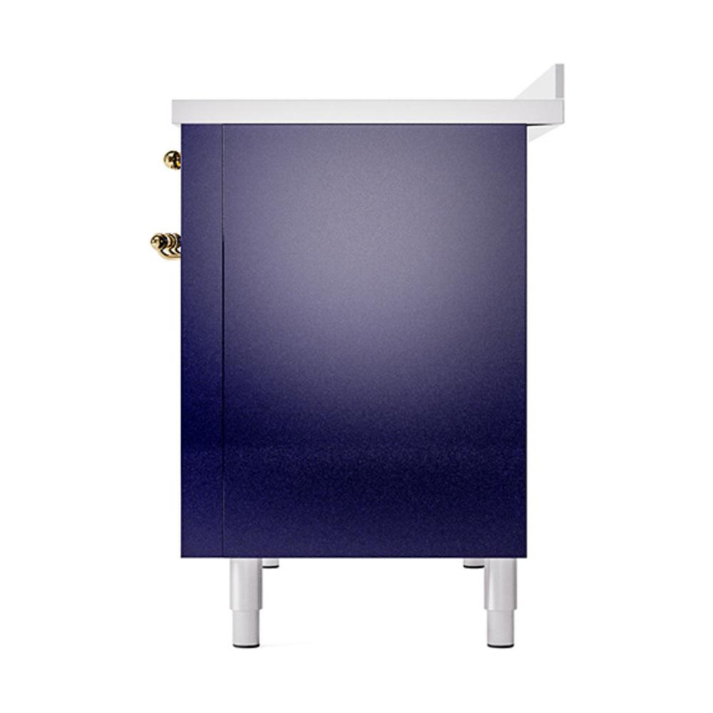 ILVE UNI486QNMPMBG Nostalgie II Noblesse 48 inch Induction Range (Solid Door, Midnight Blue, Brass)
