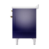 ILVE UNI486QNMPMBG Nostalgie II Noblesse 48 inch Induction Range (Solid Door, Midnight Blue, Brass)