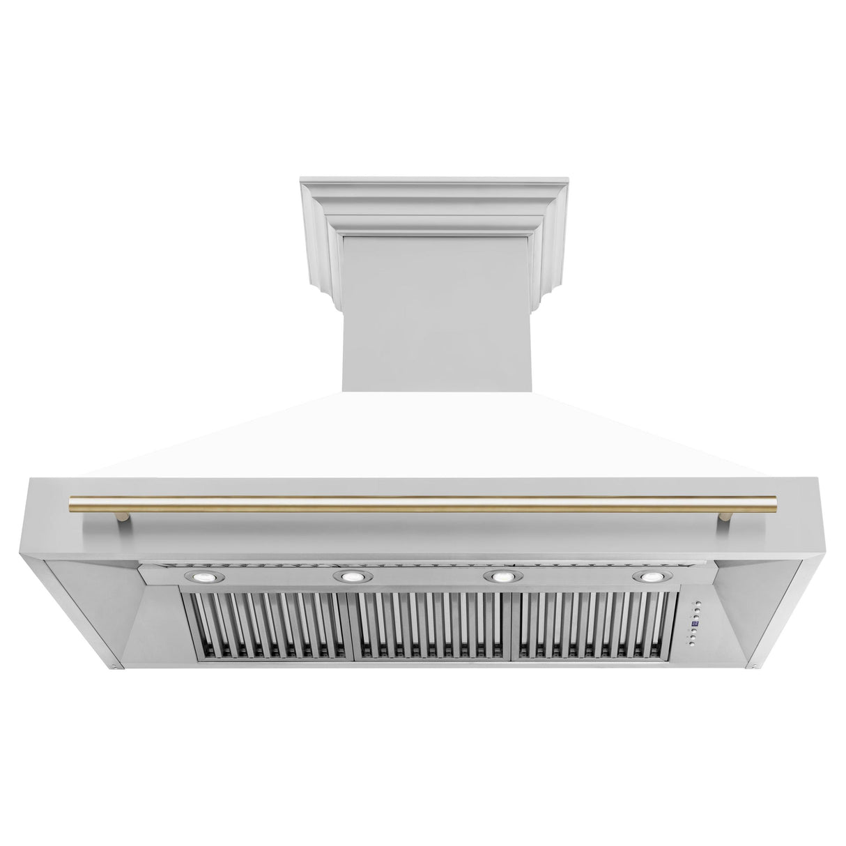 ZLINE 48 in. Autograph Edition Stainless Steel Range Hood with White Matte Shell and Handle (8654STZ-WM48) [Color: Gold]