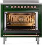 Nostalgie II 36 Inch Electric Freestanding Range in Emerald Green with Copper Trim