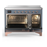ILVE UMIB48NR3BGP Majestic III 48 inch Induction Range with 6 Elements, 5.02 cu. ft. Total Oven Capacity (Triple Glass Door, Blue Grey, Copper)