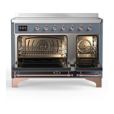 ILVE UMIB48NR3BGP Majestic III 48 inch Induction Range with 6 Elements, 5.02 cu. ft. Total Oven Capacity (Triple Glass Door, Blue Grey, Copper)