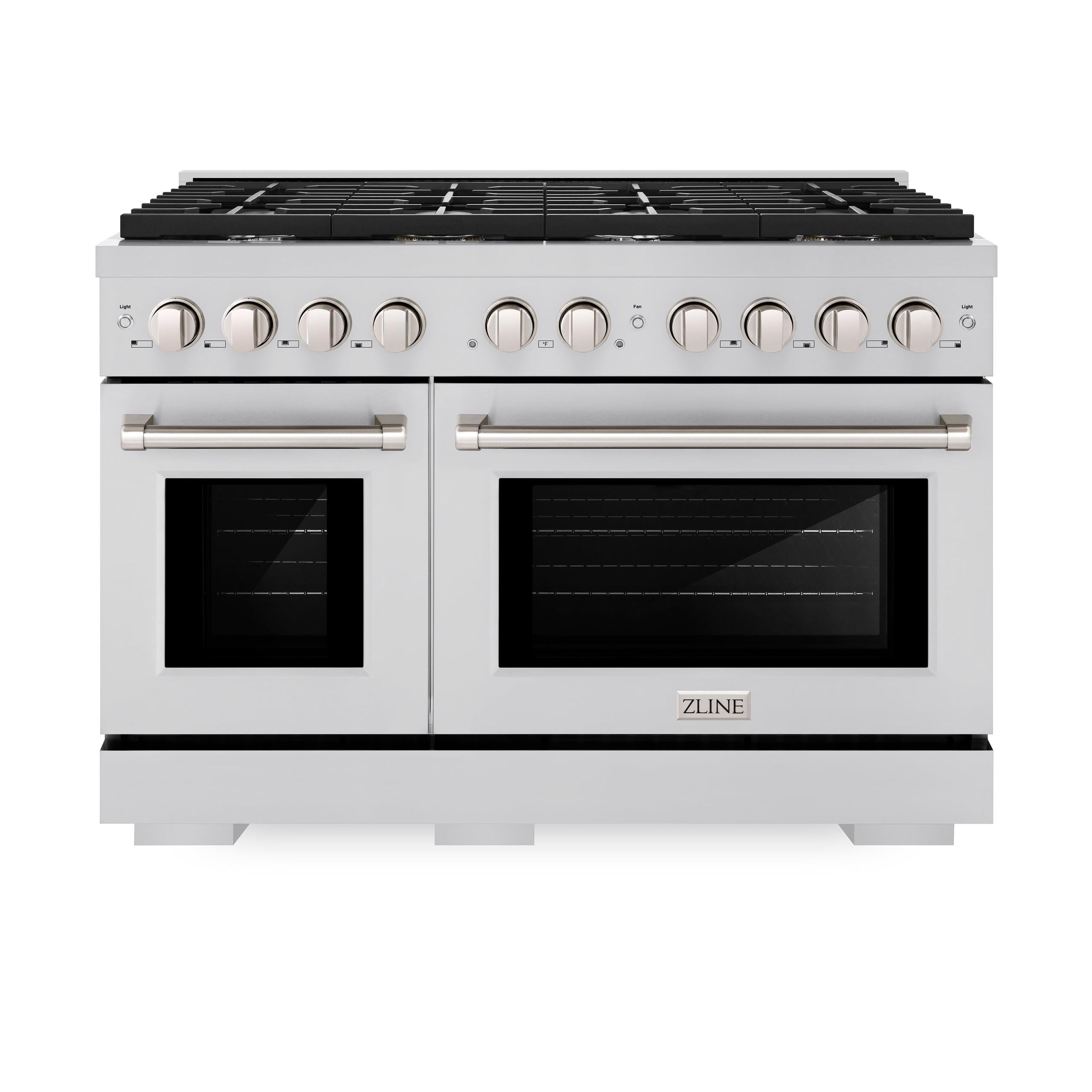 ZLINE 48 in. 6.7 cu. ft. 8 Burner Double Oven Gas Range in Stainless Steel (SGR48)