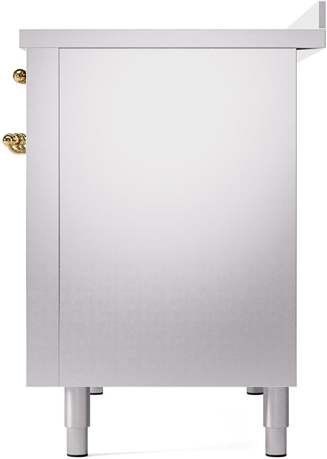 Nostalgie II 48 Inch Electric Freestanding Range in Stainless Steel with Brass Trim