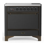 ILVE UMIB36QNR3MGB Majestic III 36 inch Induction Range with 6 Elements, 3.5 cu. ft. Total Oven Capacity (Solid Door, Graphite Matte, Burnished)