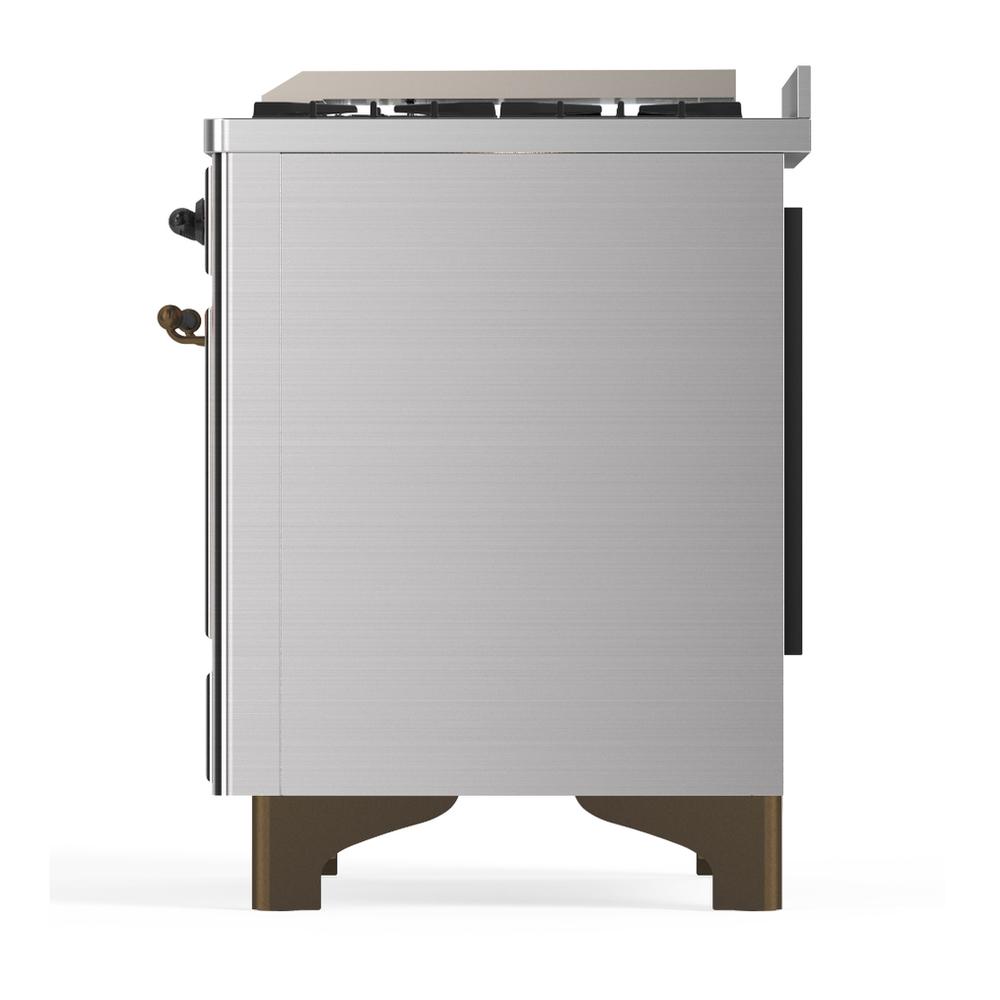 ILVE UM60FSQNR3SSBLP Majestic III 60 inch Dual Fuel Range with 7 Burners, Griddle and French Top, Dual Function Burner with up to 25,000 BTU (Liquid Propane, Solid Door, Stainless Steel, Burnished)
