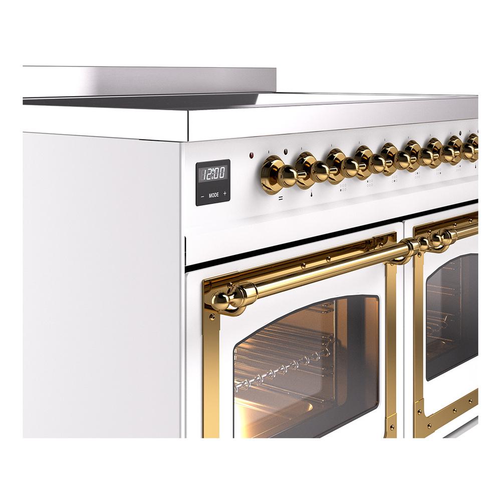 ILVE UNDI406NMPWHG Nostalgie II Noblesse 40 inch Induction Range (Triple Glass Door, White, Brass)