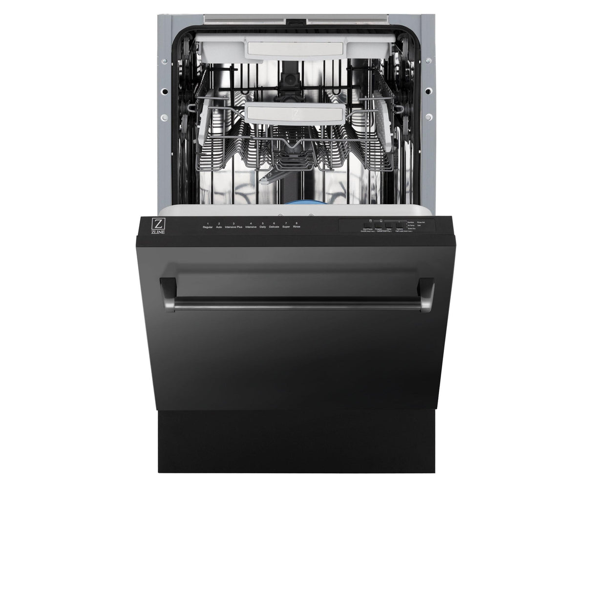 ZLINE 18" Tallac Series 3rd Rack Top Control Dishwasher with Traditional Handle, 51dBa [Color: Black Stainless Steel]