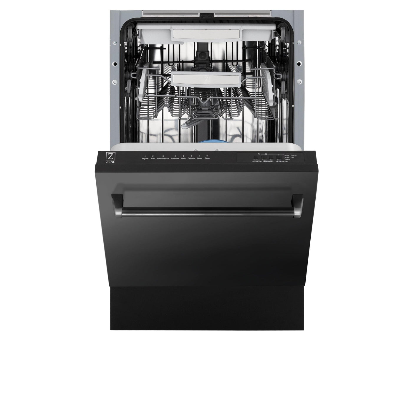 ZLINE 18" Tallac Series 3rd Rack Top Control Dishwasher with Traditional Handle, 51dBa [Color: Black Stainless Steel]
