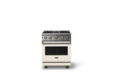 30"W. Open Burner Gas Range (Finish: Pure White, Trim: Brushed Brass, Fuel: Propane)