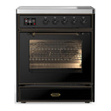 ILVE UMIB30NR3BKB Majestic III 30 inch Induction Range with 4 Elements, 4 cu. ft. Oven Capacity (Triple Glass Door, Glossy Black, Burnished)