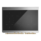 ILVE UMDIB40NR3MGG Majestic III 40 inch Induction Range with 6 Elements, 3.82 cu. ft. Total Oven Capacity (Triple Glass Door, Graphite Matte, Brass)
