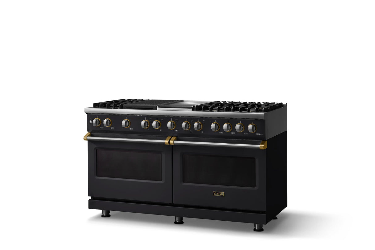 60"W.Dual Fuel Range (Finish: Onyx, Trim: Polished Chrome, Fuel: Propane)