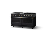 60"W.Dual Fuel Range (Finish: Onyx, Trim: Brushed Brass, Fuel: Propane)