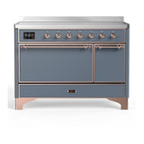 ILVE UMIB48QNR3BGP Majestic III 48 inch Induction Range with 6 Elements, 5.02 cu. ft. Total Oven Capacity (Solid Door, Blue Grey, Copper)