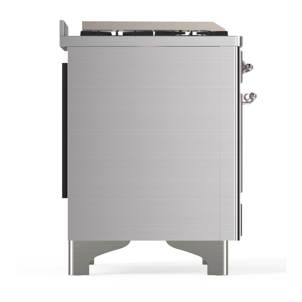 ILVE UM60FNR3SSC Majestic III 60 inch Dual Fuel Range with 9 Burners and Griddle, Dual Function Burner up to 25,000 BTU (Natural Gas, Triple Glass Door, Stainless Steel, Chrome)