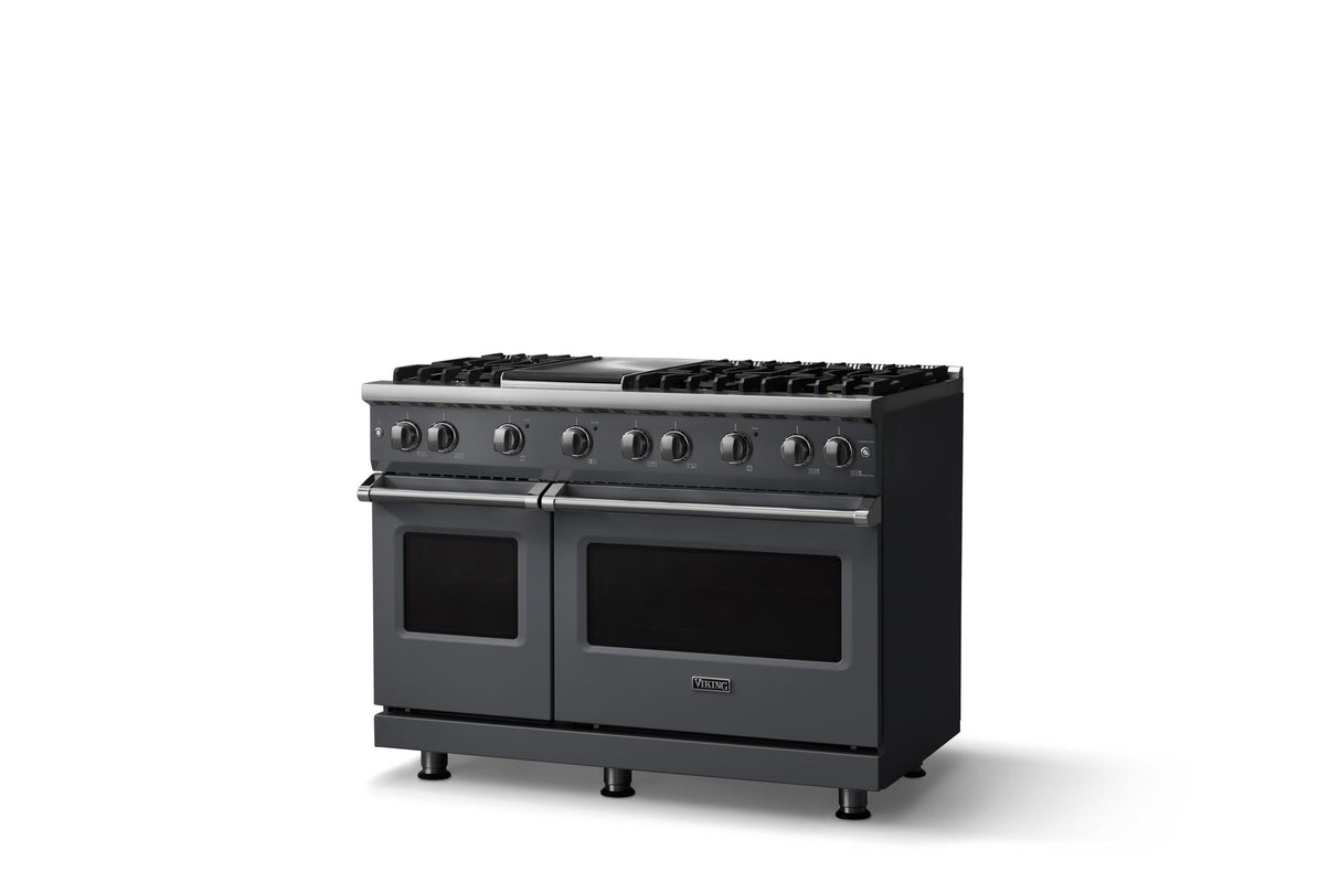 48"W. Sealed Burner Gas Range (Burner: 6g, Finish: Cast Black, Trim: Polished Chrome, Fuel: Natural Gas)