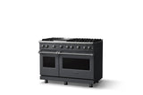 48"W. Sealed Burner Gas Range (Burner: 6g, Finish: Cast Black, Trim: Polished Chrome, Fuel: Natural Gas)