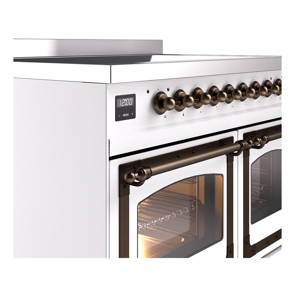 ILVE UNDI406NMPWHB Nostalgie II Noblesse 40 inch Induction Range (Triple Glass Door, White, Burnished)