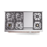 ILVE UN48FQNMPRAPLP Nostalgie II Noblesse 48 inch Dual Fuel Range (8 Sealed Burners + Griddle, Liquid Propane, Solid Door, RAL, Copper)