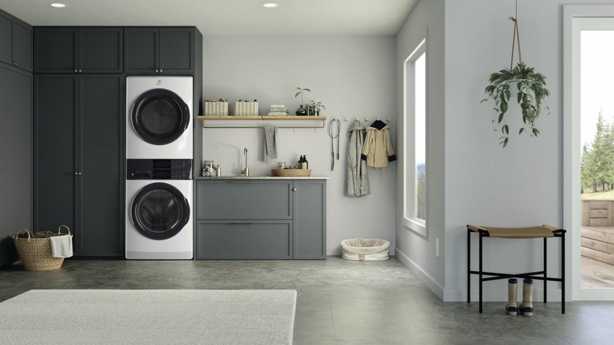 Laundry Tower Single Unit Front Load 4.4 Cu. Ft. Washer & 8 Cu. Ft. Electric Dryer