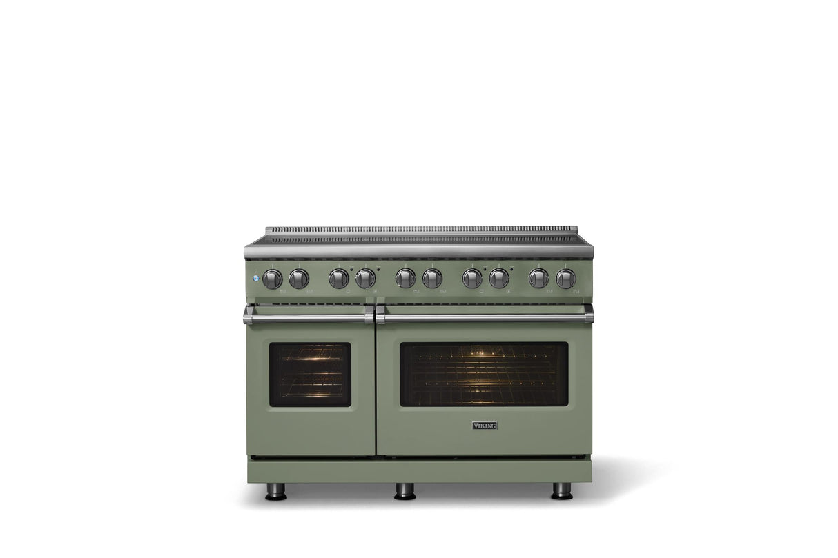 48"W. Induction Range (Finish: Eucalyptus, Trim: Polished Chrome)