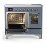 ILVE UMDIB40NR3BGC Majestic III 40 inch Induction Range with 6 Elements, 3.82 cu. ft. Total Oven Capacity (Triple Glass Door, Blue Grey, Chrome)