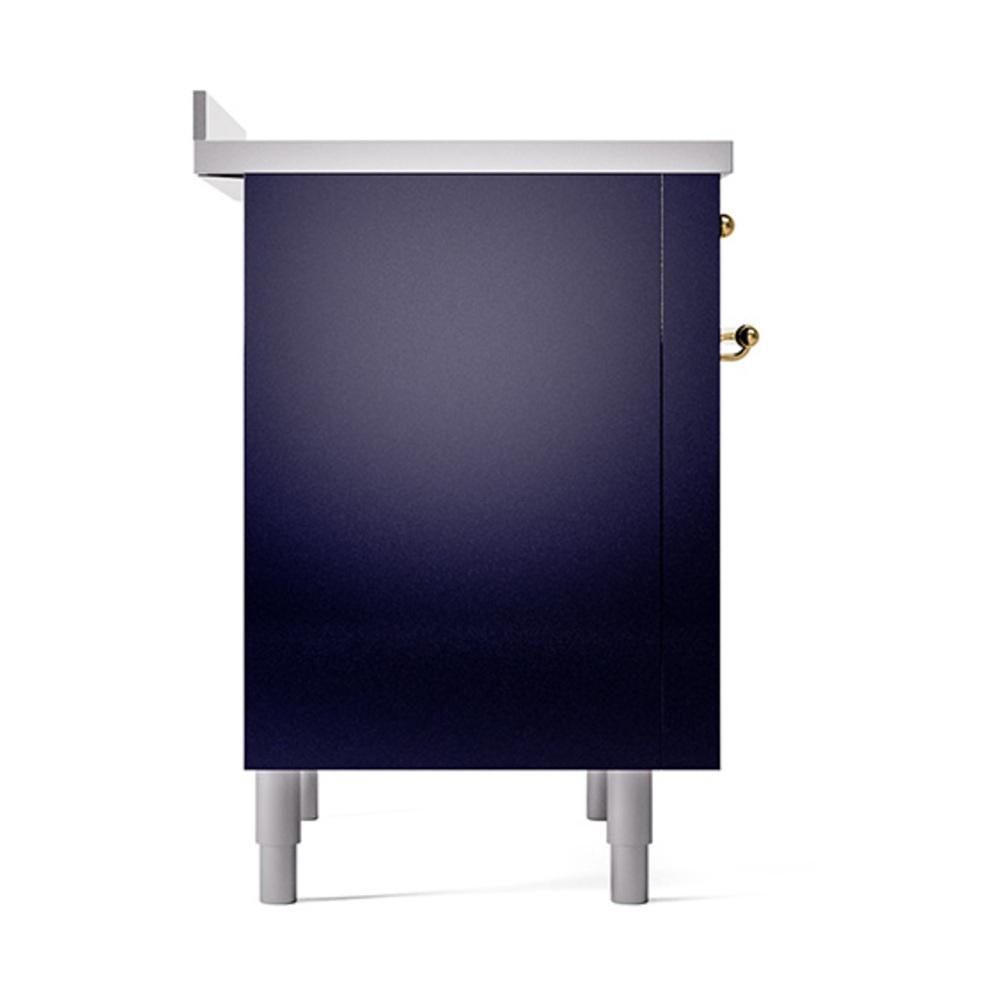 ILVE UNI366QNMPMBG Nostalgie II Noblesse 36 inch Induction Range (Solid Door, Midnight Blue, Brass)