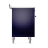 ILVE UNI366QNMPMBG Nostalgie II Noblesse 36 inch Induction Range (Solid Door, Midnight Blue, Brass)