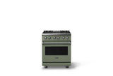 30"W. Dual Fuel Range (Finish: Eucalyptus, Trim: Polished Chrome, Fuel: Propane)
