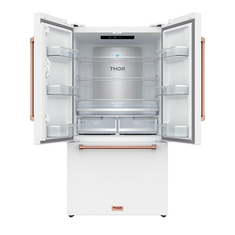 36 Inch French Door Counter Depth Refrigerator With Ice Maker - White/rose Gold  Gordon Ramsay Series