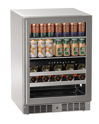 24 inch Dual-Zone Beverage Center with Door Style - Stainless Steel Frame Glass