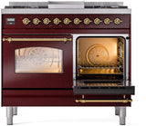 Nostalgie II 40 Inch Dual Fuel Liquid Propane Freestanding Range in Burgundy with Brass Trim