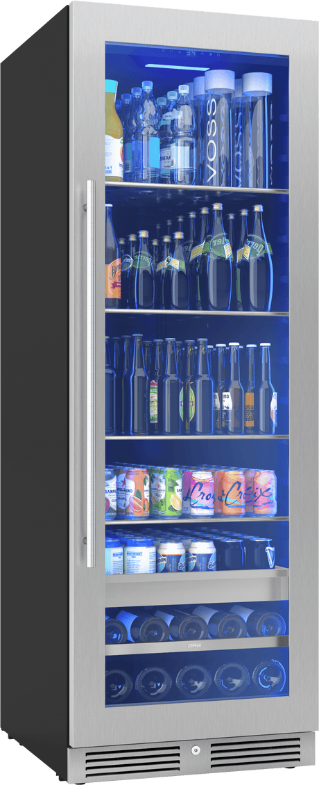 Presrv Beverage Cooler, 24in Full Size, SS+Glass, Reversible Door, 1 Zone
