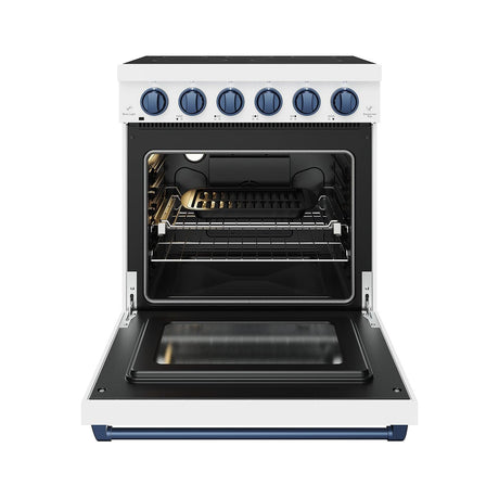 30 Inch Professional Electric Range With Precision Knob Control In White/blue  Gordon Ramsay Series
