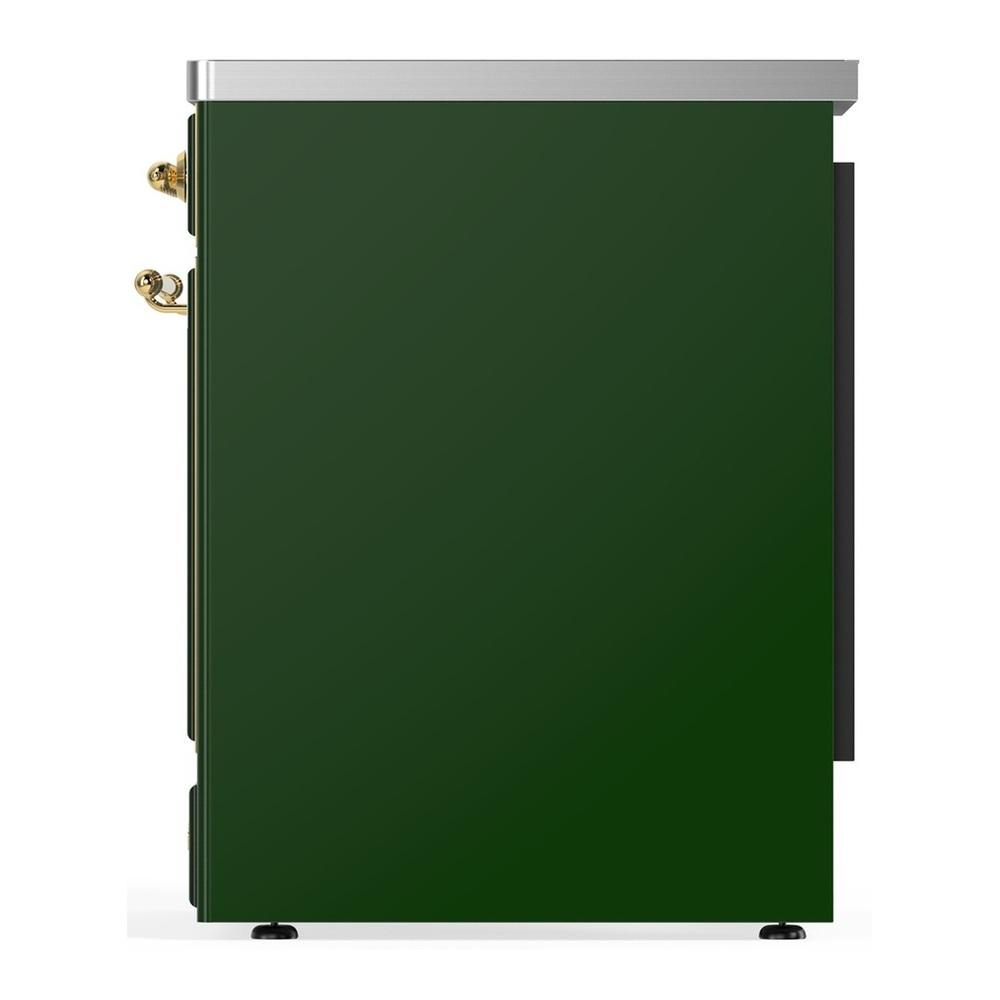 ILVE UMIB30QNR3EGG Majestic III 30 inch Induction Range with 4 Elements, 4 cu. ft. Oven Capacity (Solid Door, Emerald Green, Brass)