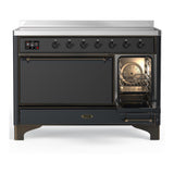 ILVE UMIB48QNR3MGB Majestic III 48 inch Induction Range with 6 Elements, 5.02 cu. ft. Total Oven Capacity (Solid Door, Graphite Matte, Burnished)