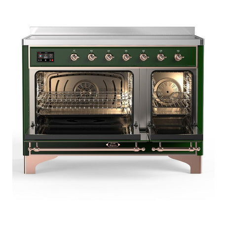 ILVE UMIB48NR3EGP Majestic III 48 inch Induction Range with 6 Elements, 5.02 cu. ft. Total Oven Capacity (Triple Glass Door, Emerald Green, Copper)